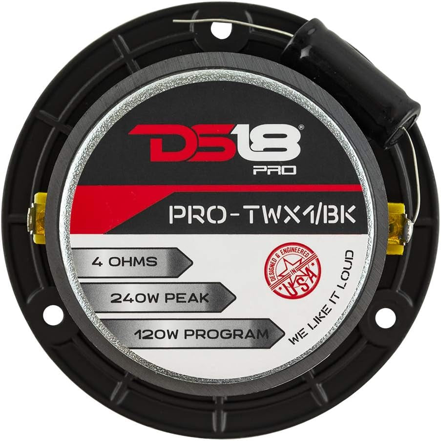 PRO-TWX1/BK 3.8" Aluminum Super Bullet Tweeter, 240W Max, 1" Aluminum 4-Ohms Voice Coil, Built in Crossover - PRO Tweeters Are the Best in the Pro Audio and Voceteo Market (2 Speakers Included)