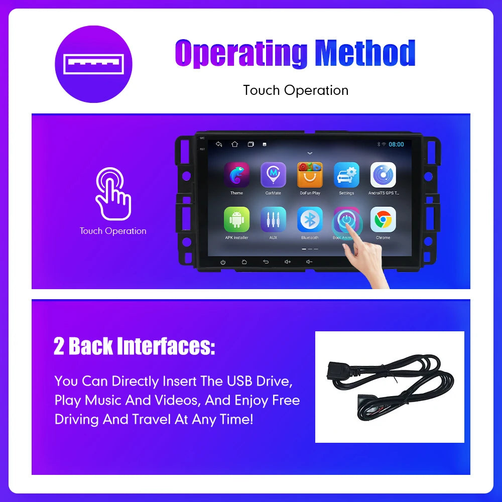 8" 2Din Android Auto Radio Stereo GPS Carplay Multimedia Video Car Radio For Chevrolet Silverado Impala GMC Yukon Acadia Sierra