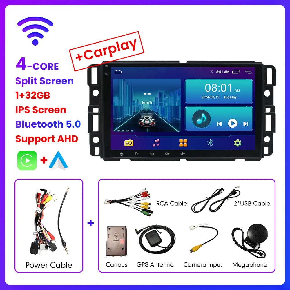 8" 2Din Android Auto Radio Stereo GPS Carplay Multimedia Video Car Radio For Chevrolet Silverado Impala GMC Yukon Acadia Sierra