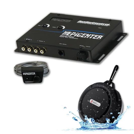 the Epicenter Car Audio Digital Bass Restoration Processor Equalizer Black with Discountcentralonline WB12 Bluetooth Speakers
