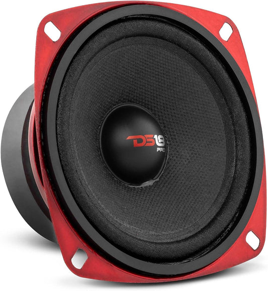 PRO-X4M Loudspeaker - 4", Midrange, Red Steel Basket, 200W Max, 100W RMS, 8 Ohms - Premium Quality Audio Door Speakers for Car or Truck Stereo Sound System (1 Speaker), Classic