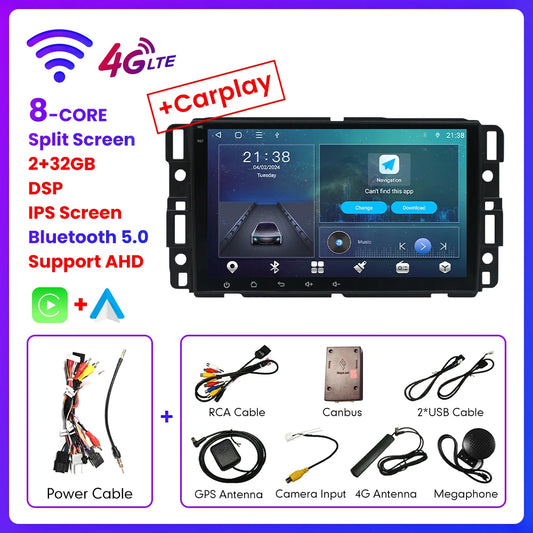 8" 2Din Android Auto Radio Stereo GPS Carplay Multimedia Video Car Radio For Chevrolet Silverado Impala GMC Yukon Acadia Sierra